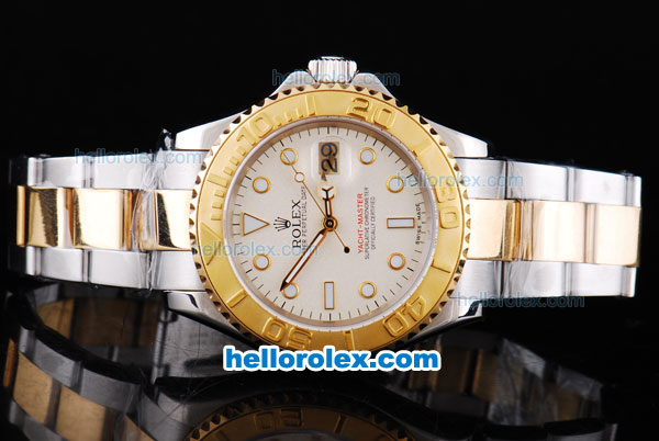 Rolex Yacht-Master Oyster Perpetual Chronometer Automatic Two Tone with Beige Dial,Gold Bezel and Round Bearl Marking-Small Calendar - Click Image to Close